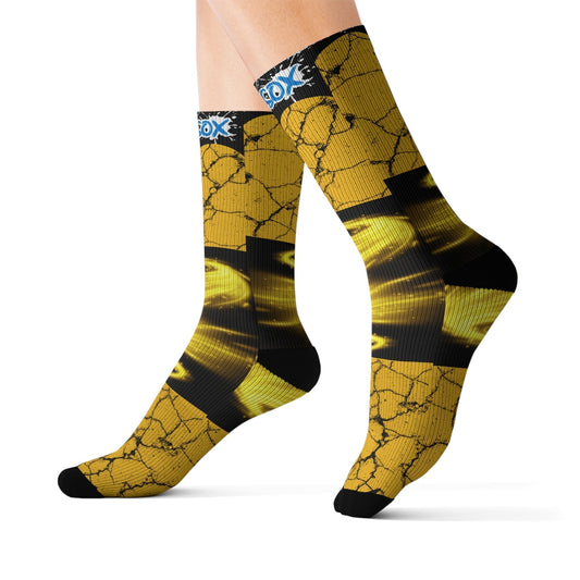 Bold Strides Black & Yellow DesignStep up your sock game with these bold Black and Yellow All-Over Print Designer Socks! Crafted with 95% polyester and 5% spandex, these socks combine comfort and durAll Over Prints